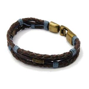 😀 3 for $20 Brown Blue Braided Leather Bracelet